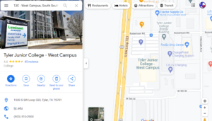 Image from Google Maps of TJC West Campus